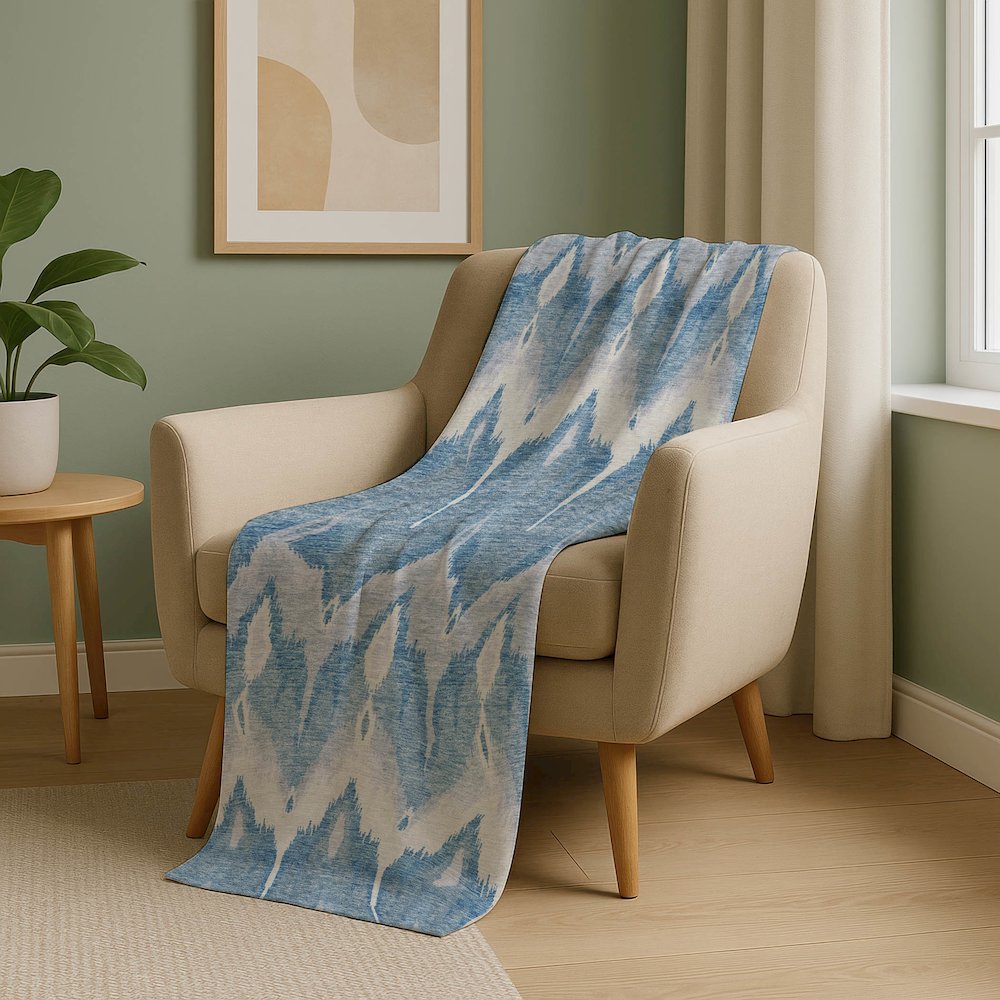 Premium Machine Washable ASB743 Denim 50" x 70" Sherpa Throw Blanket. Picture 5