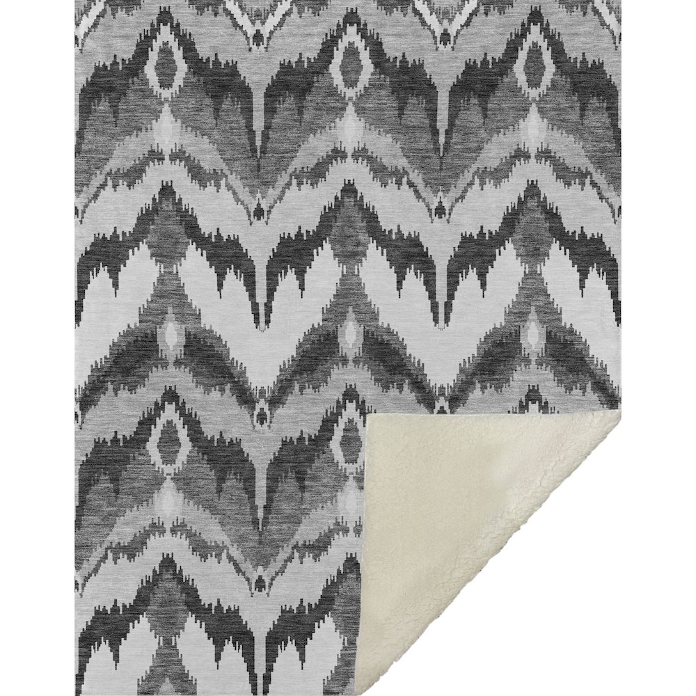 Premium Machine Washable ASB743 Gray 50" x 70" Sherpa Throw Blanket. Picture 1