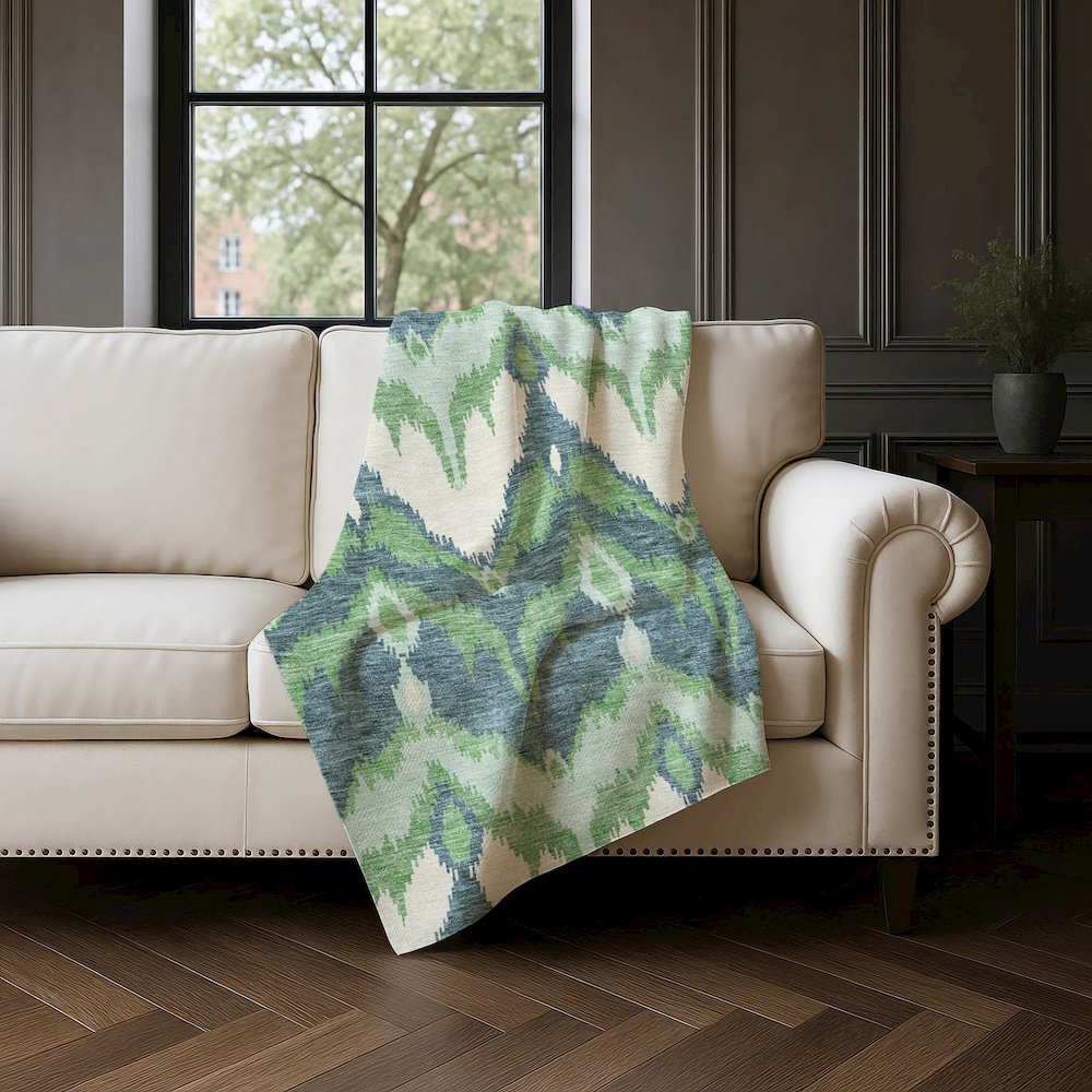 Premium Machine Washable ASB743 Green 50" x 70" Sherpa Throw Blanket. Picture 4