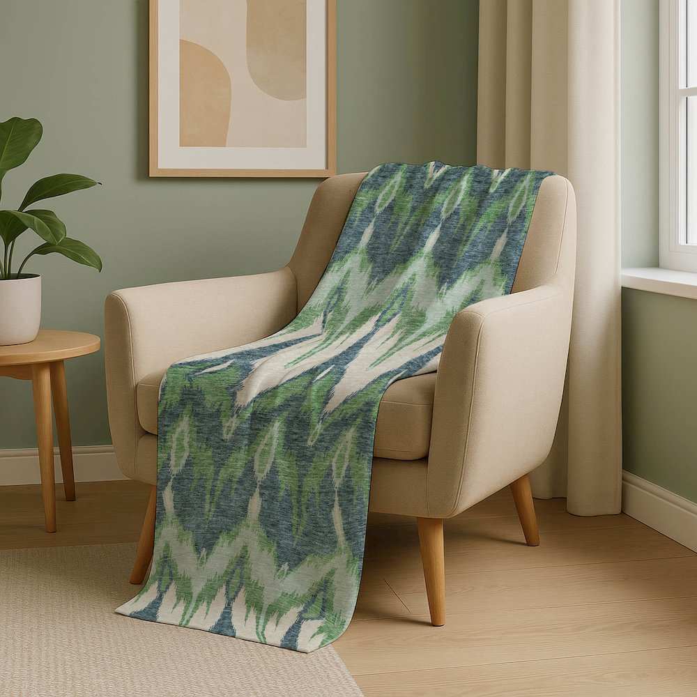Premium Machine Washable ASB743 Green 50" x 70" Sherpa Throw Blanket. Picture 5