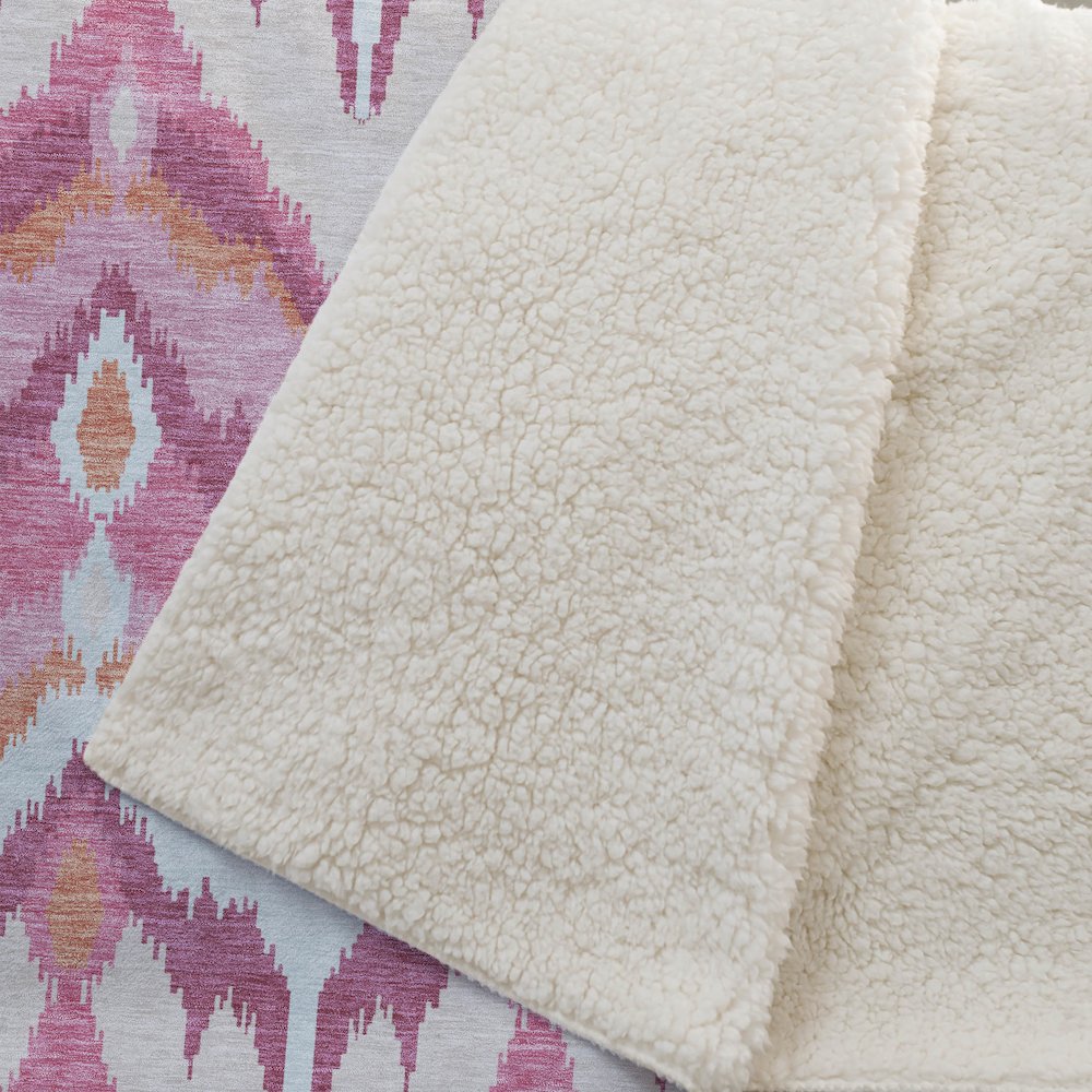 Premium Machine Washable ASB743 Pink 50" x 70" Sherpa Throw Blanket. Picture 2
