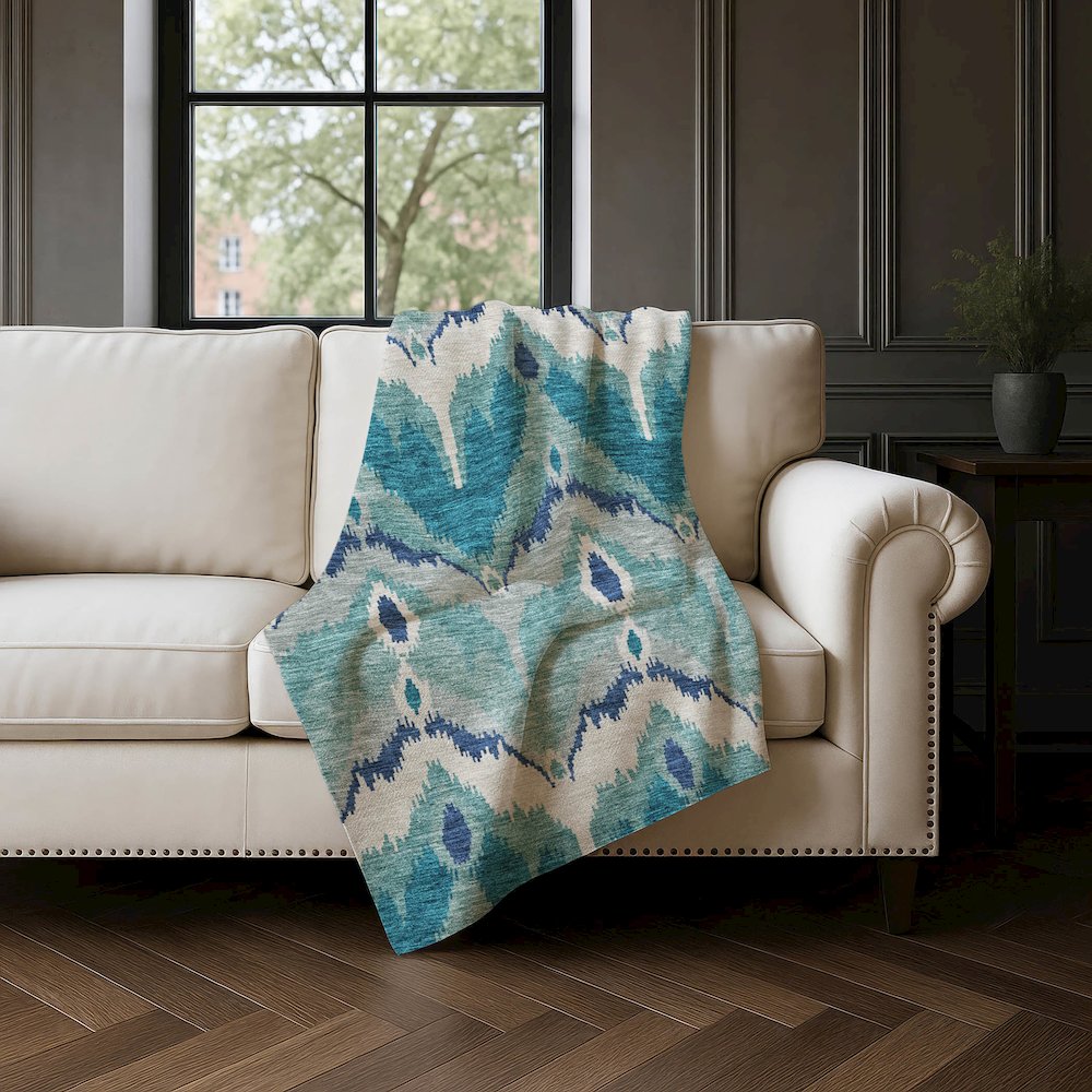 Premium Machine Washable ASB743 Teal 50" x 70" Sherpa Throw Blanket. Picture 4