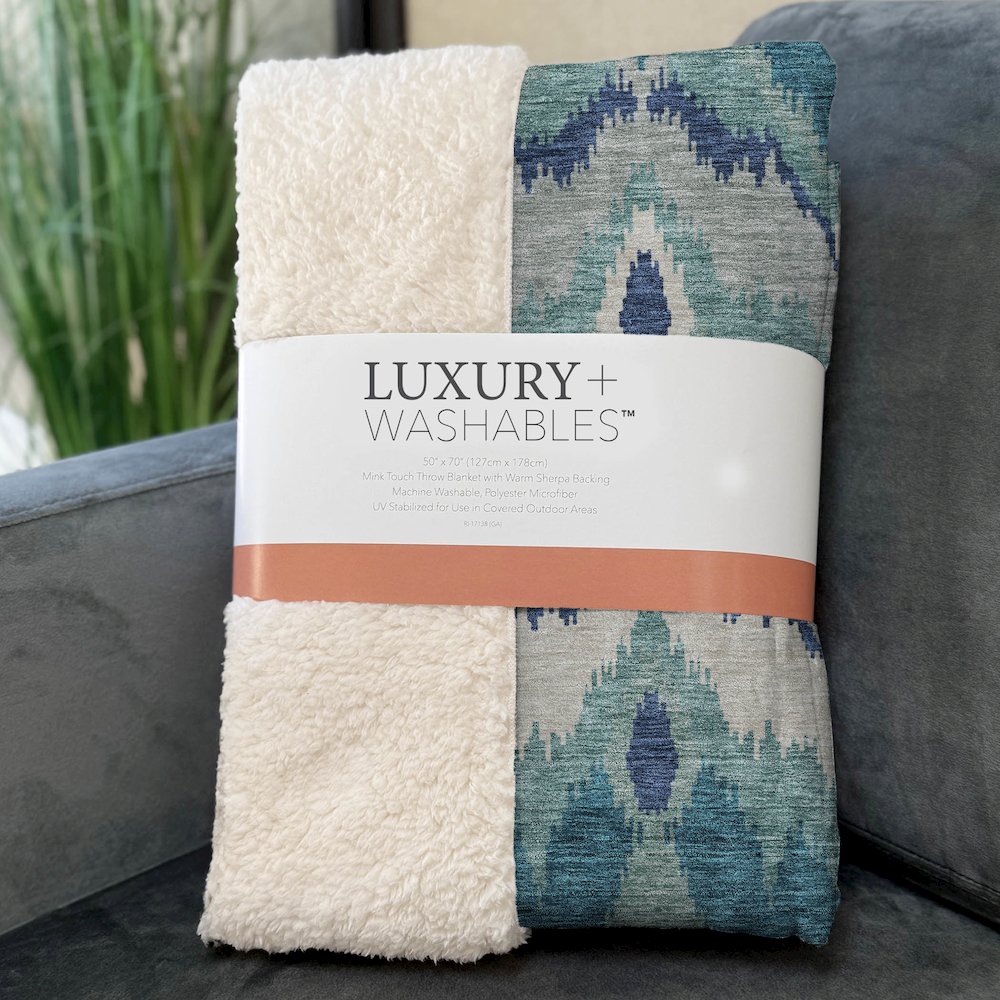 Premium Machine Washable ASB743 Teal 50" x 70" Sherpa Throw Blanket. Picture 3