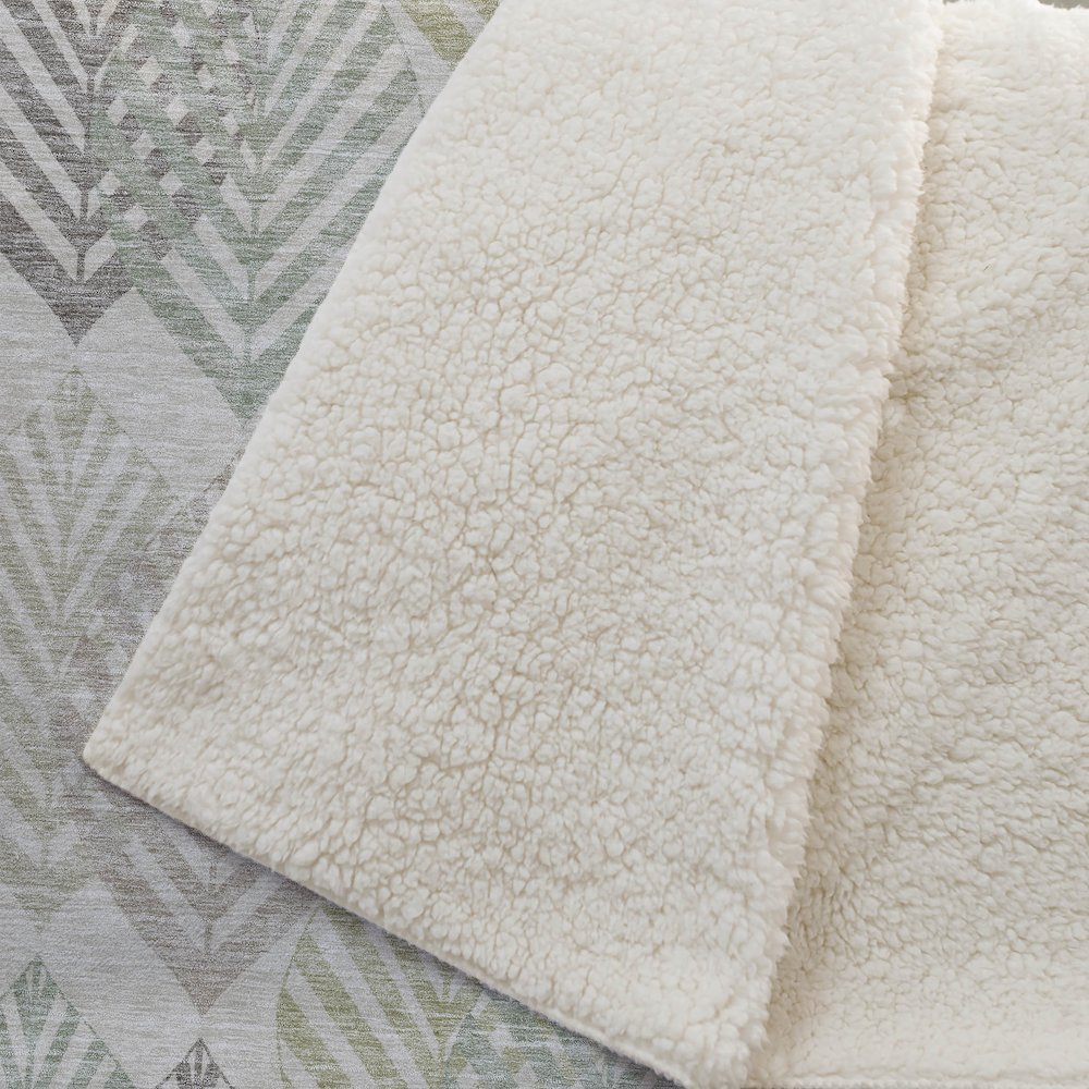 Premium Machine Washable ASB744 Beige 50" x 70" Sherpa Throw Blanket. Picture 2