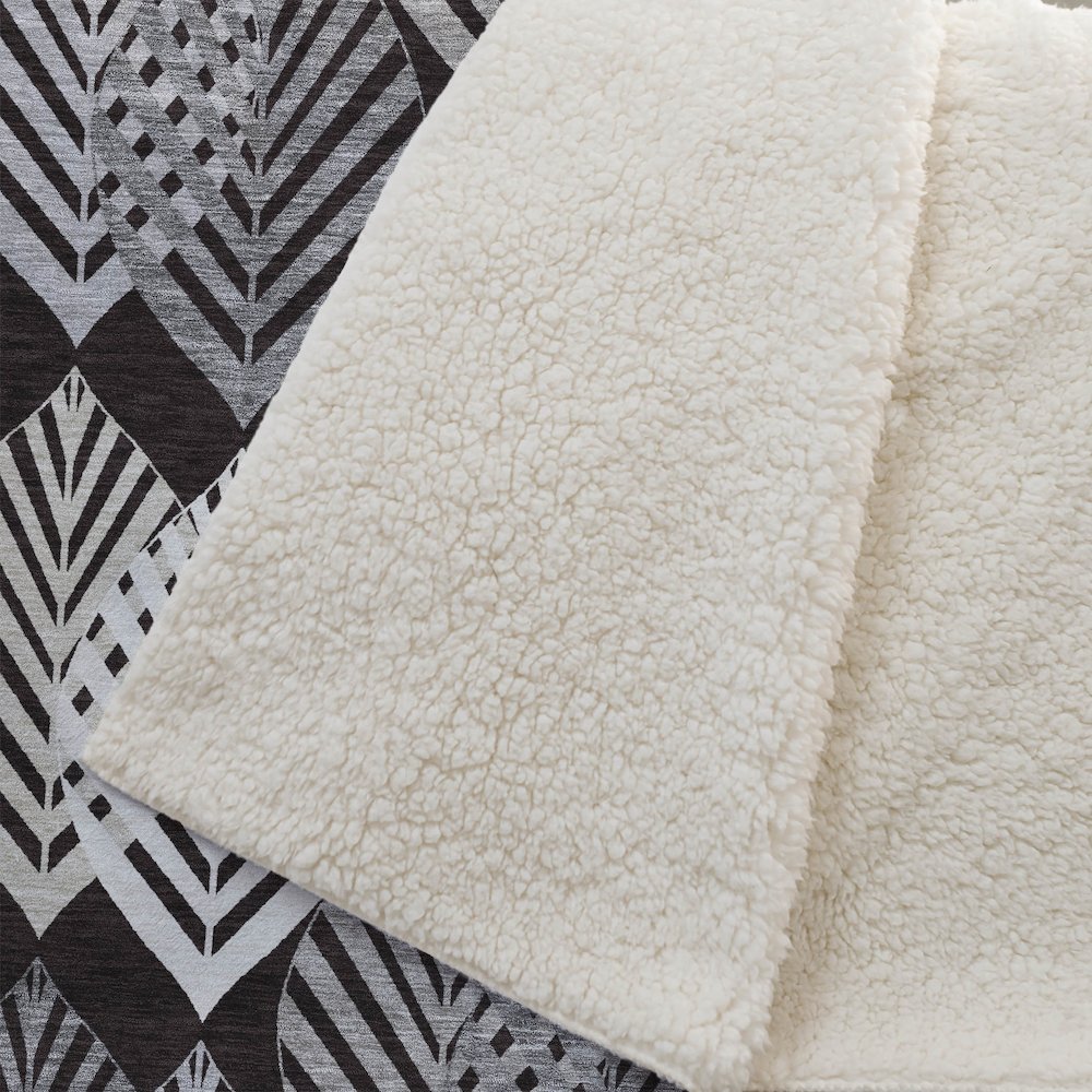 Premium Machine Washable ASB744 Black 50" x 70" Sherpa Throw Blanket. Picture 2