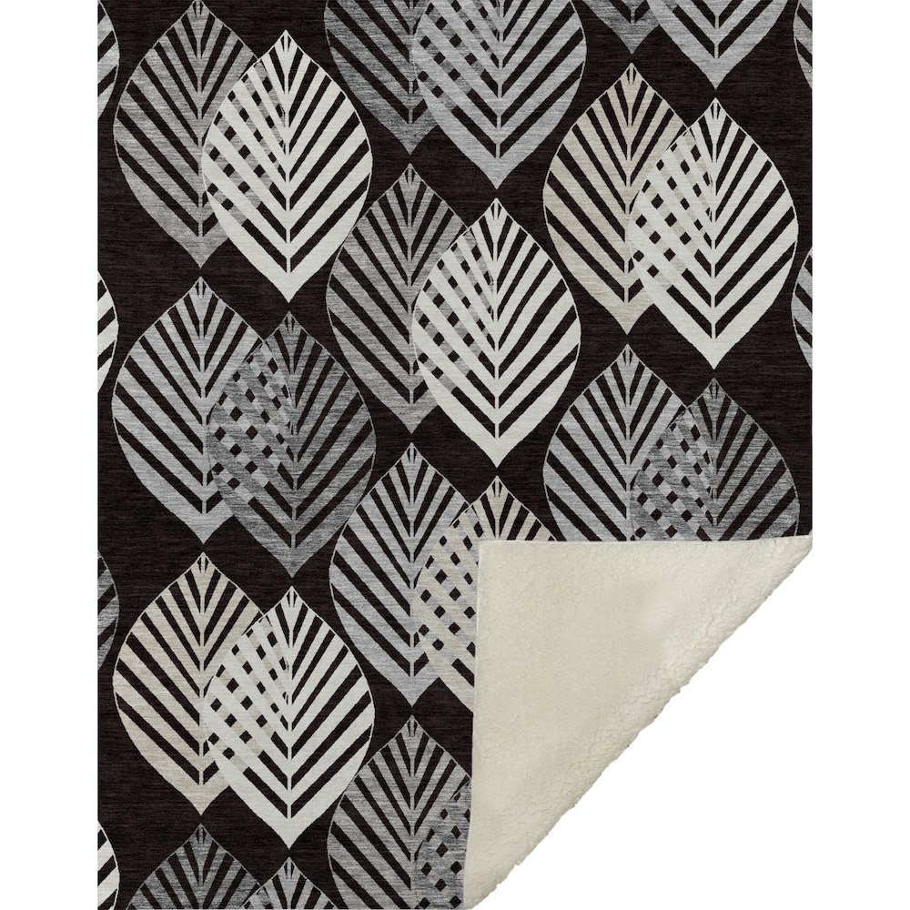 Premium Machine Washable ASB744 Black 50" x 70" Sherpa Throw Blanket. Picture 1