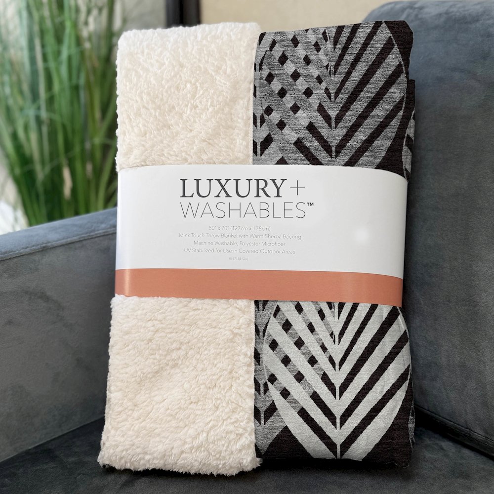 Premium Machine Washable ASB744 Black 50" x 70" Sherpa Throw Blanket. Picture 3