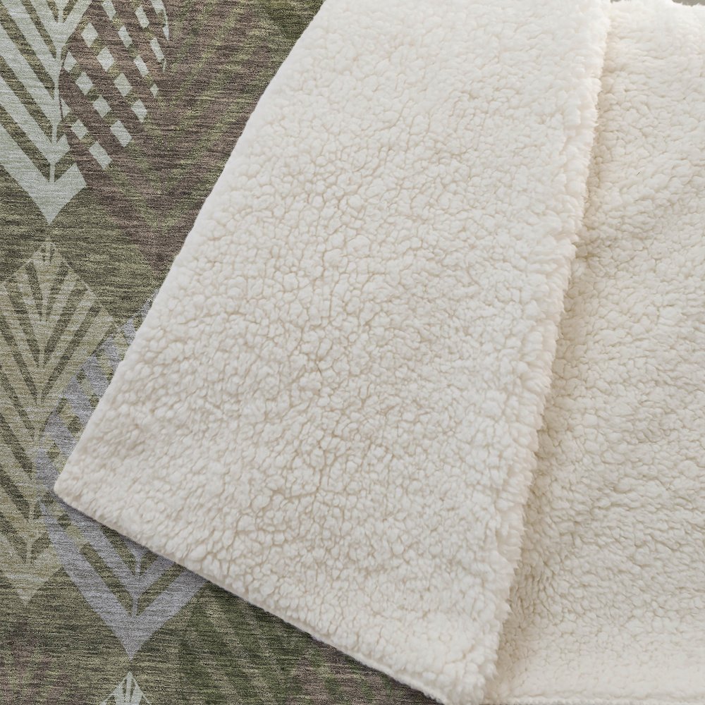 Premium Machine Washable ASB744 Olive 50" x 70" Sherpa Throw Blanket. Picture 2