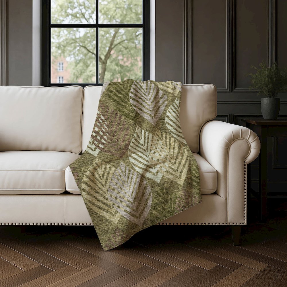 Premium Machine Washable ASB744 Olive 50" x 70" Sherpa Throw Blanket. Picture 4