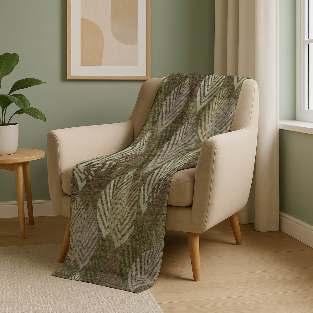 Premium Machine Washable ASB744 Olive 50" x 70" Sherpa Throw Blanket. Picture 5