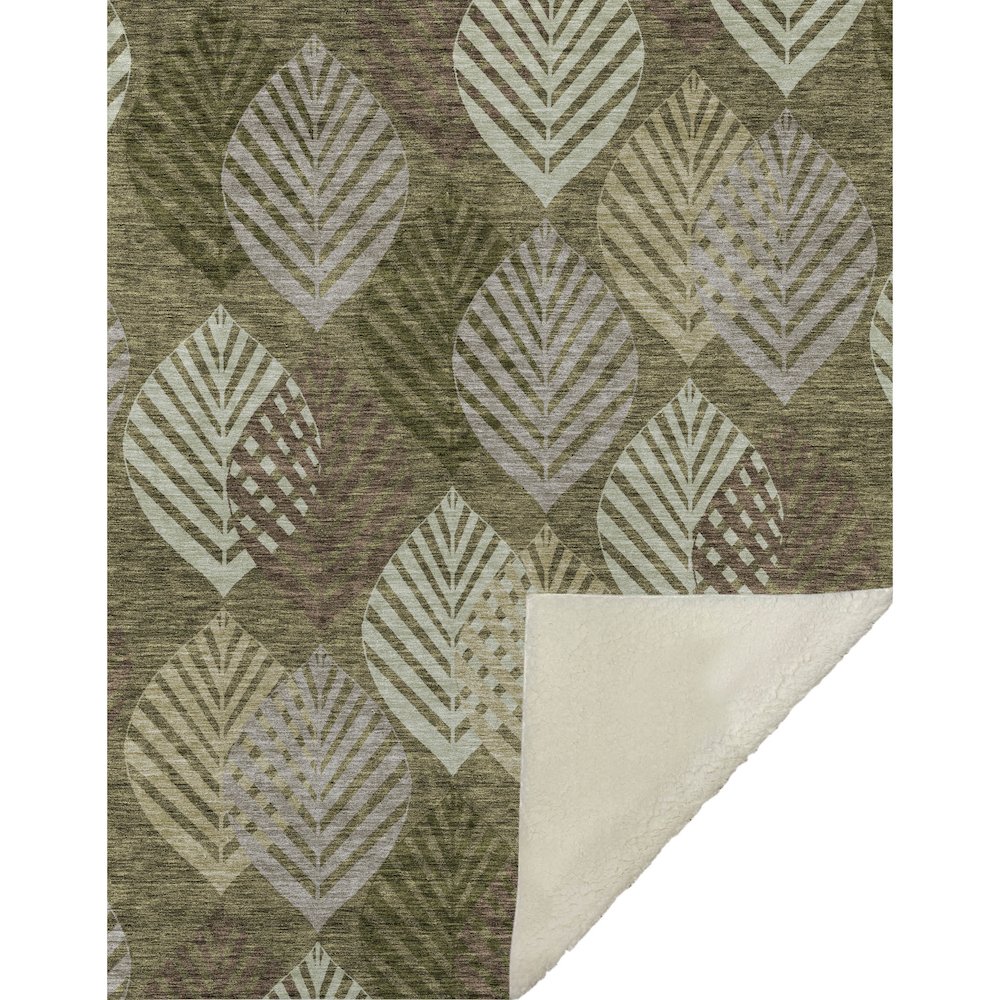 Premium Machine Washable ASB744 Olive 50" x 70" Sherpa Throw Blanket. Picture 1