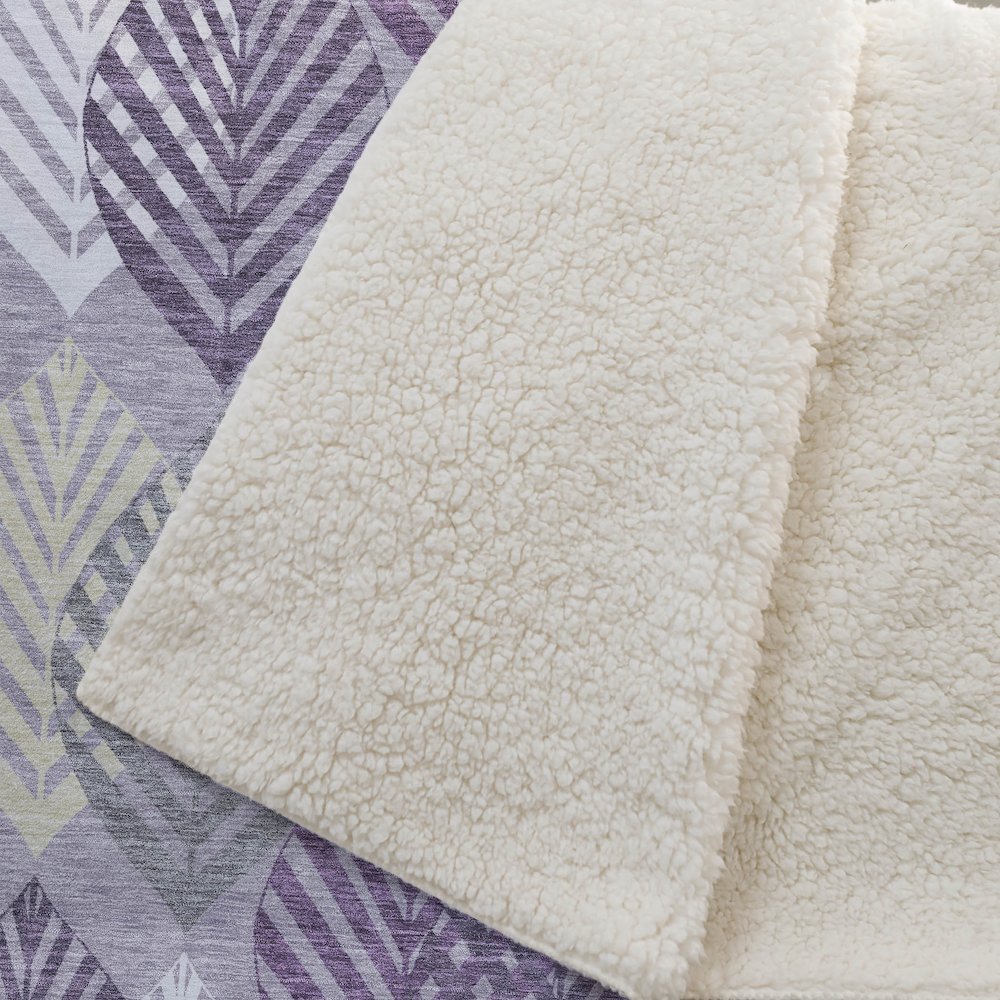 Premium Machine Washable ASB744 Purple 50" x 70" Sherpa Throw Blanket. Picture 2