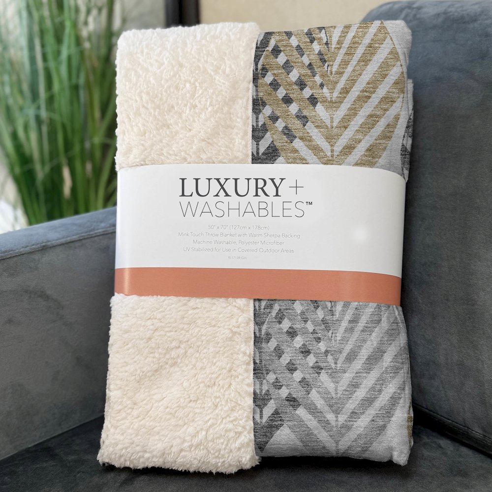 Premium Machine Washable ASB744 Silver 50" x 70" Sherpa Throw Blanket. Picture 3