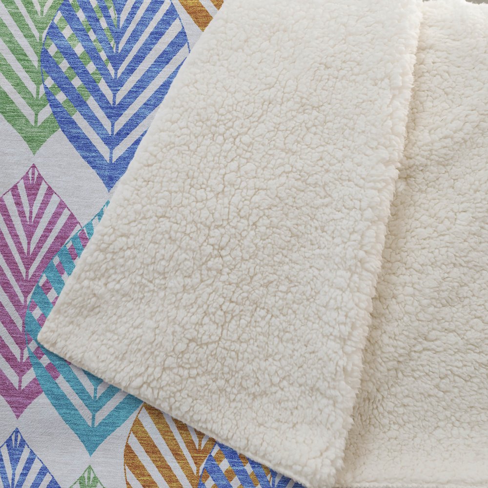 Premium Machine Washable ASB744 White 50" x 70" Sherpa Throw Blanket. Picture 2