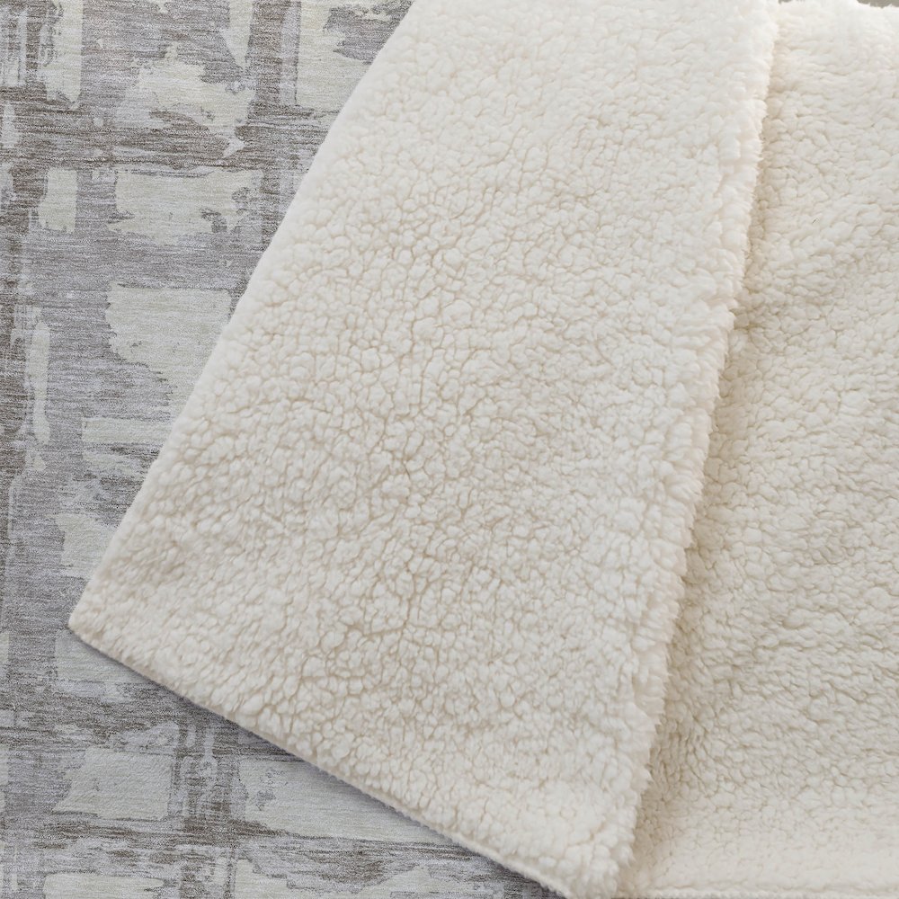 Premium Machine Washable ASB745 Beige 50" x 70" Sherpa Throw Blanket. Picture 2