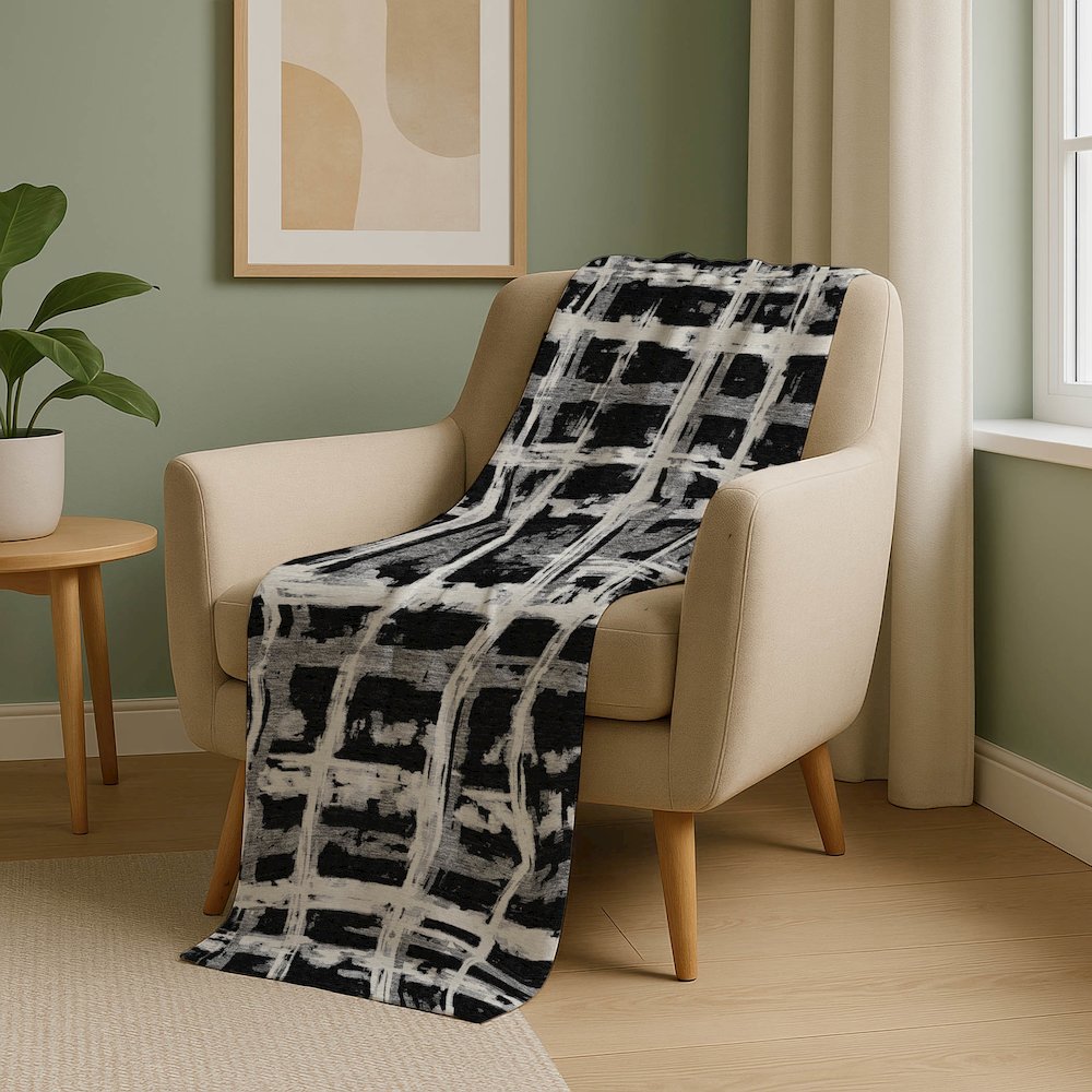 Premium Machine Washable ASB745 Black 50" x 70" Sherpa Throw Blanket. Picture 5
