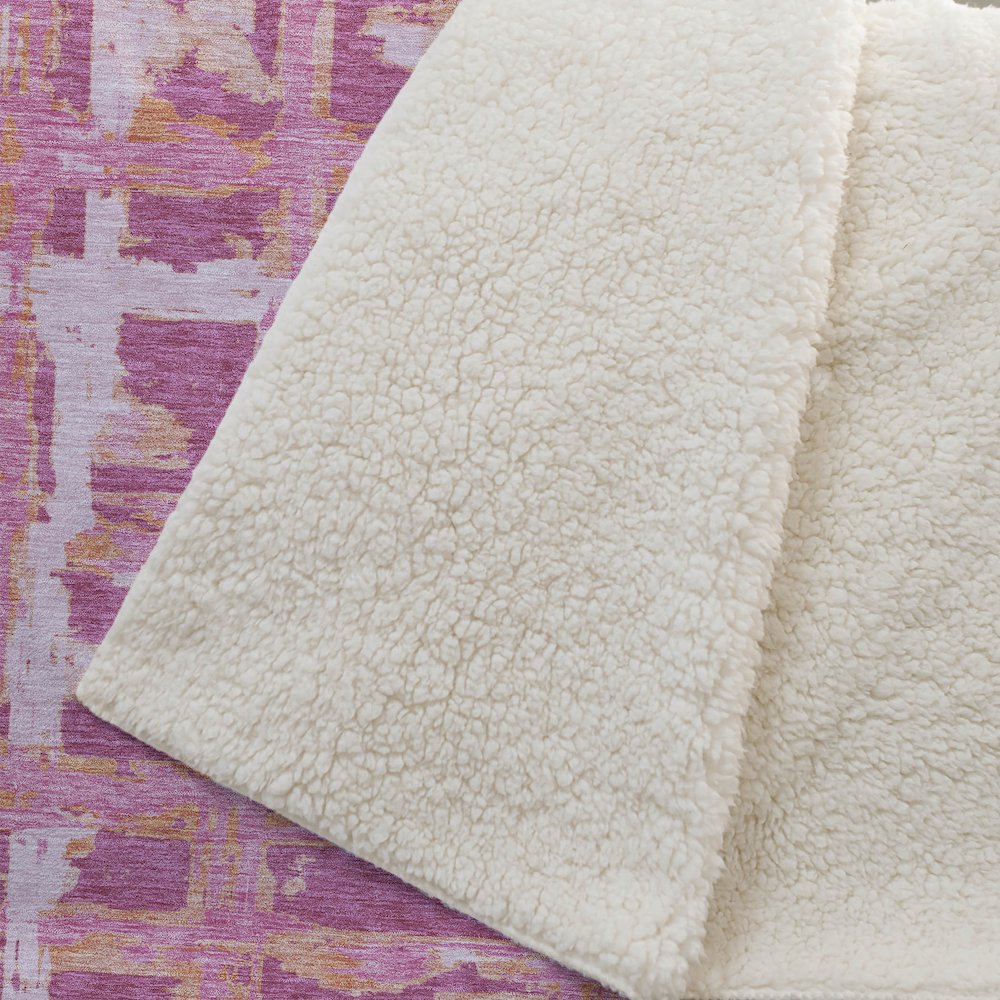 Premium Machine Washable ASB745 Blush 50" x 70" Sherpa Throw Blanket. Picture 2