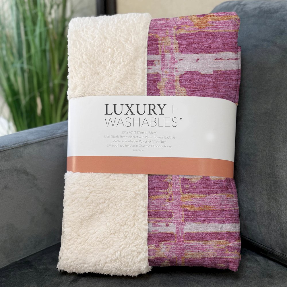 Premium Machine Washable ASB745 Blush 50" x 70" Sherpa Throw Blanket. Picture 3