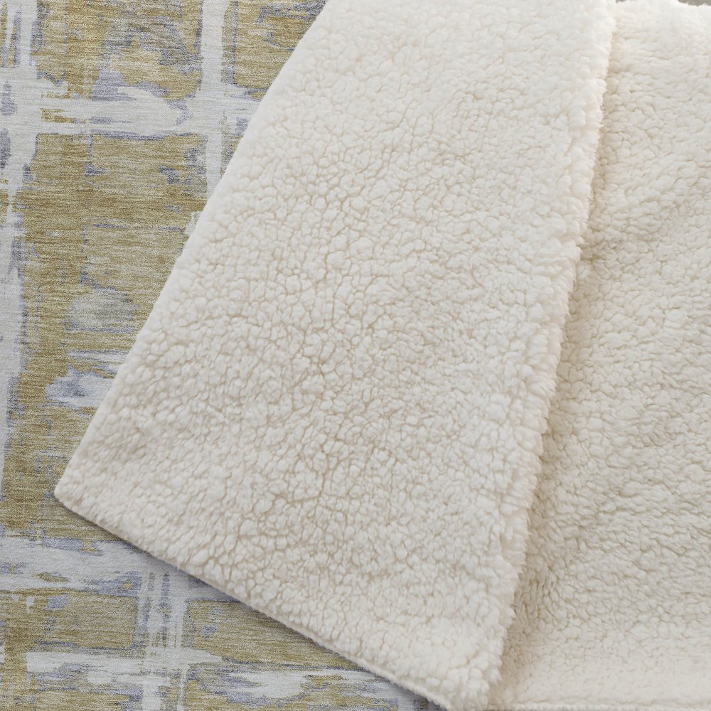 Premium Machine Washable ASB745 Gold 50" x 70" Sherpa Throw Blanket. Picture 2