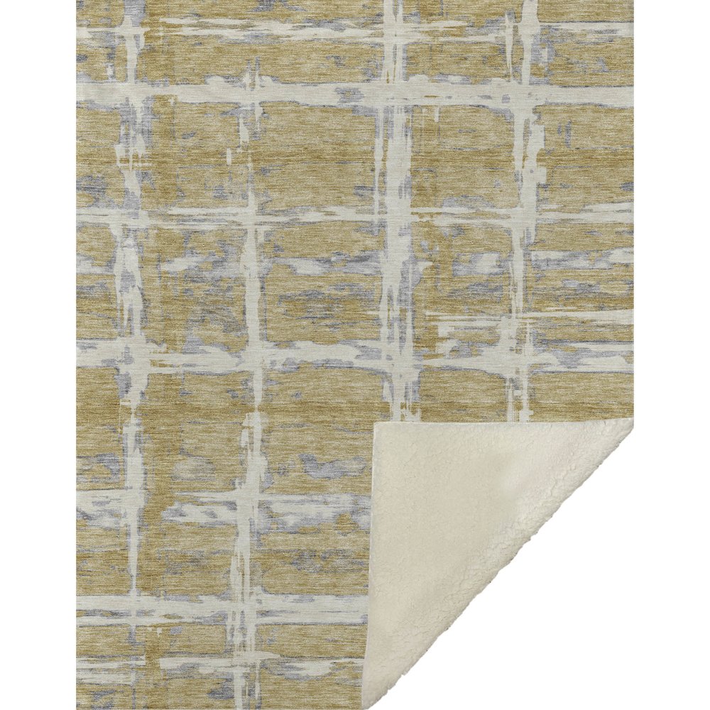 Premium Machine Washable ASB745 Gold 50" x 70" Sherpa Throw Blanket. Picture 1