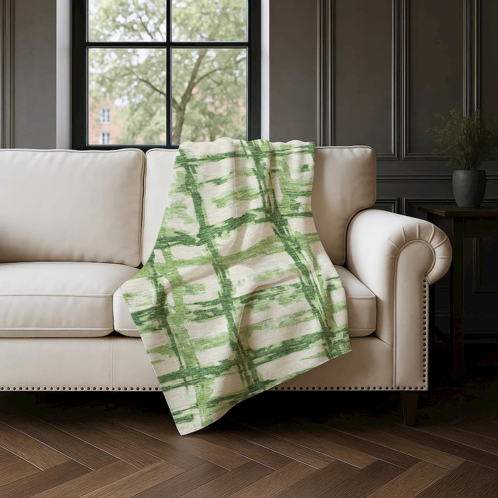 Premium Machine Washable ASB745 Green 50" x 70" Sherpa Throw Blanket. Picture 4