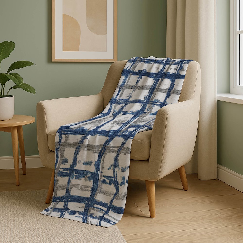 Premium Machine Washable ASB745 Navy 50" x 70" Sherpa Throw Blanket. Picture 5