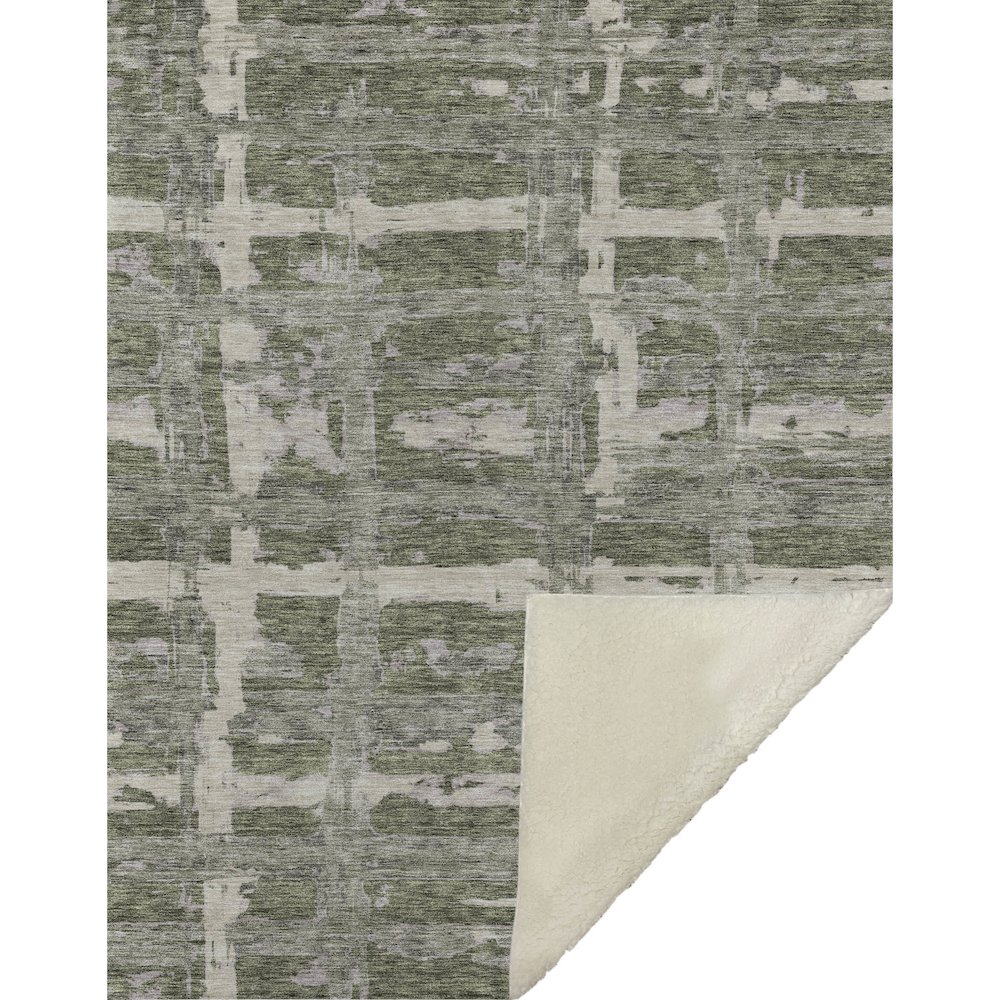 Premium Machine Washable ASB745 Olive 50" x 70" Sherpa Throw Blanket. Picture 1