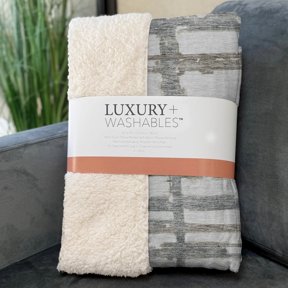 Premium Machine Washable ASB745 Silver 50" x 70" Sherpa Throw Blanket. Picture 3
