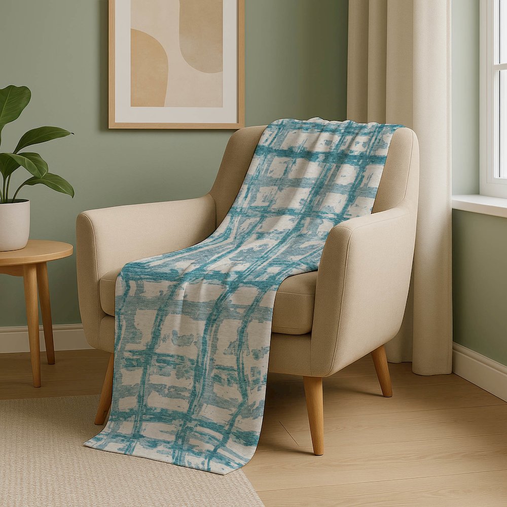Premium Machine Washable ASB745 Teal 50" x 70" Sherpa Throw Blanket. Picture 5