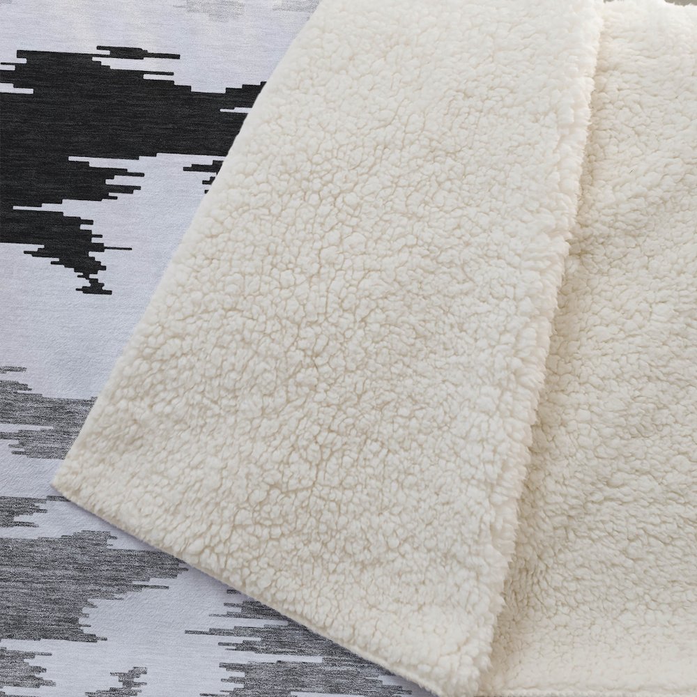 Premium Machine Washable ASB746 Black 50" x 70" Sherpa Throw Blanket. Picture 2