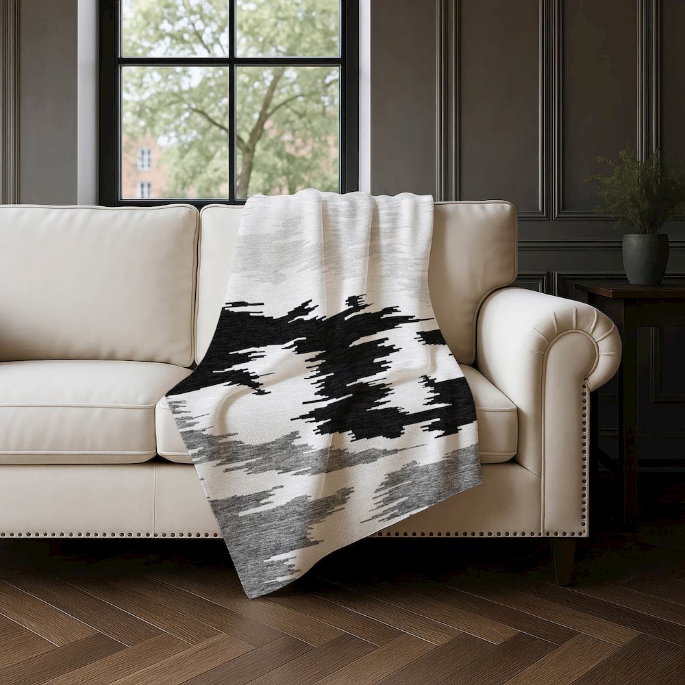 Premium Machine Washable ASB746 Black 50" x 70" Sherpa Throw Blanket. Picture 4