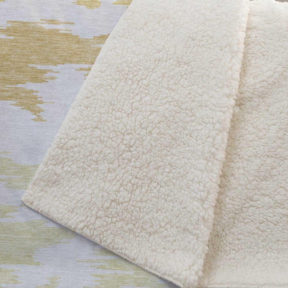 Premium Machine Washable ASB746 Gold 50" x 70" Sherpa Throw Blanket. Picture 2