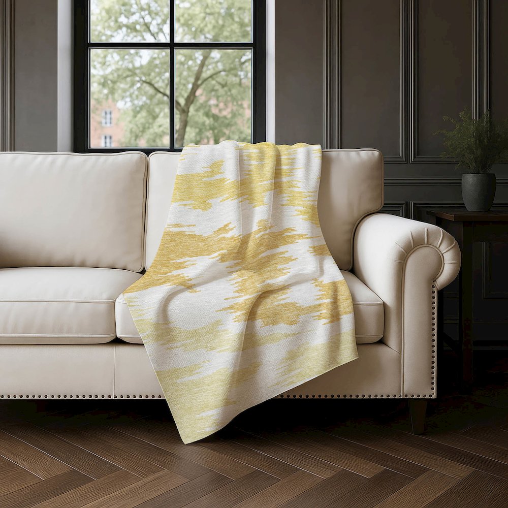 Premium Machine Washable ASB746 Gold 50" x 70" Sherpa Throw Blanket. Picture 4