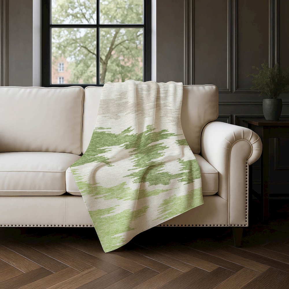 Premium Machine Washable ASB746 Green 50" x 70" Sherpa Throw Blanket. Picture 4