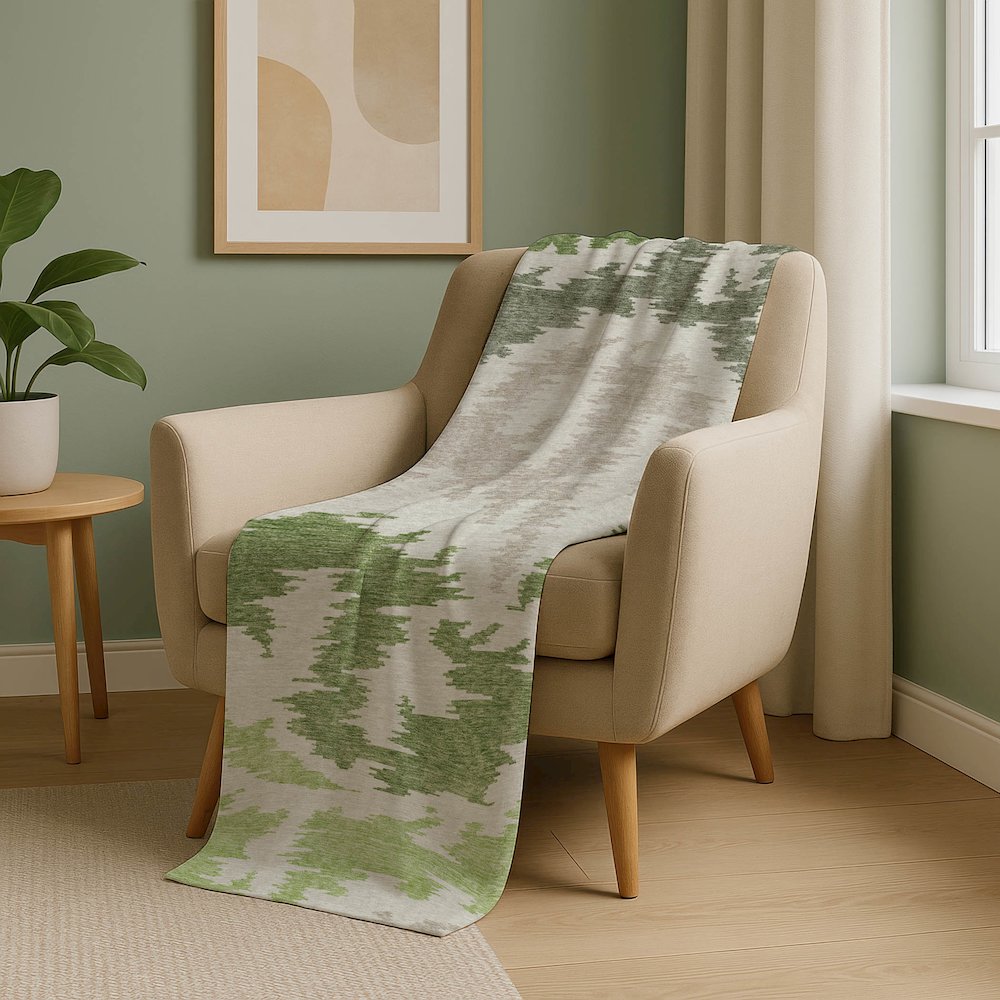 Premium Machine Washable ASB746 Green 50" x 70" Sherpa Throw Blanket. Picture 5
