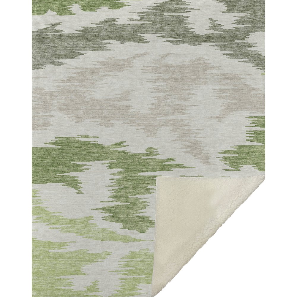 Premium Machine Washable ASB746 Green 50" x 70" Sherpa Throw Blanket. Picture 1