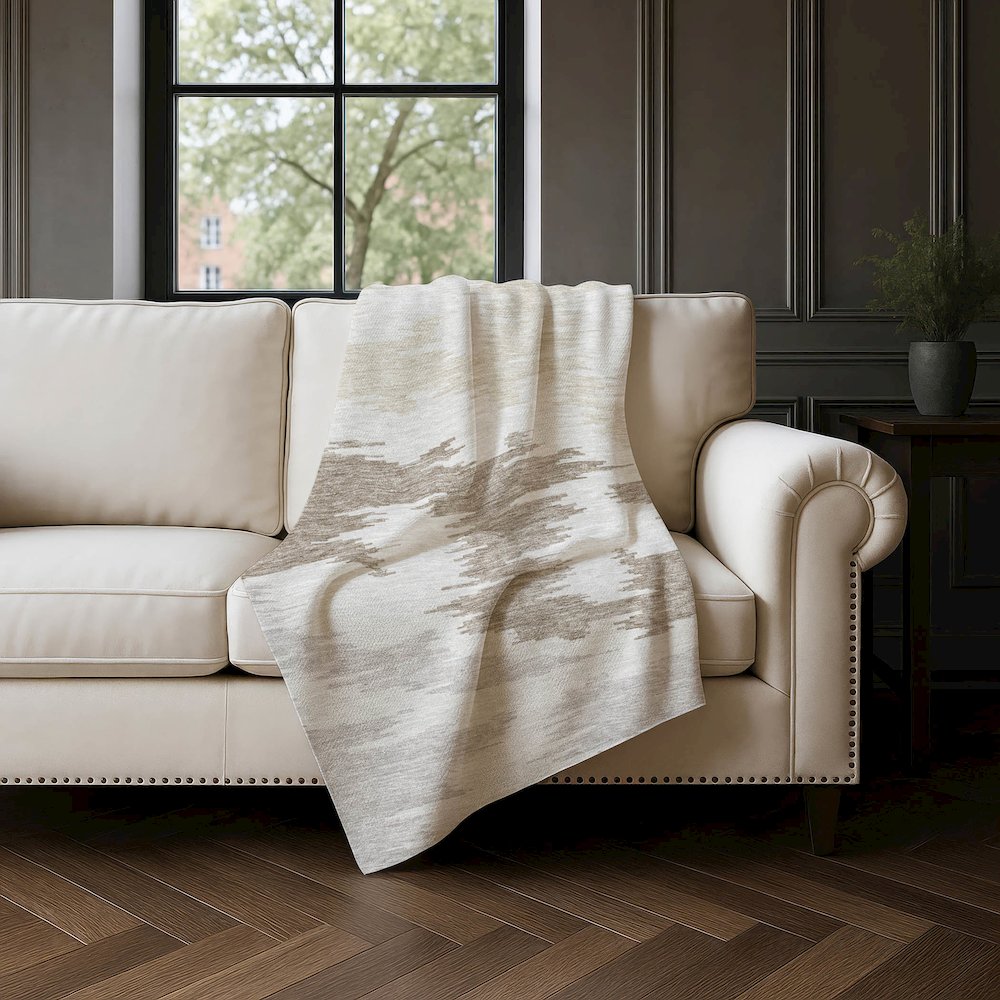 Premium Machine Washable ASB746 Ivory 50" x 70" Sherpa Throw Blanket. Picture 4