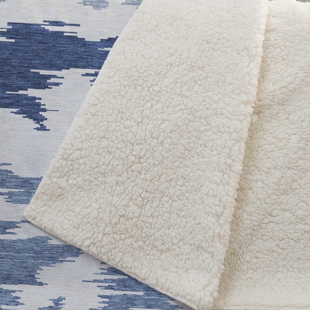 Premium Machine Washable ASB746 Navy 50" x 70" Sherpa Throw Blanket. Picture 2
