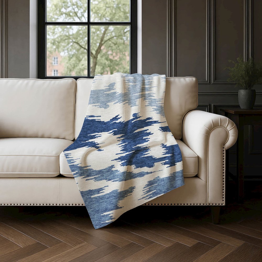 Premium Machine Washable ASB746 Navy 50" x 70" Sherpa Throw Blanket. Picture 4