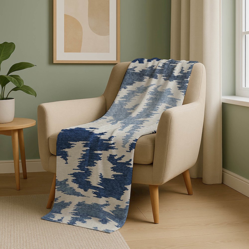 Premium Machine Washable ASB746 Navy 50" x 70" Sherpa Throw Blanket. Picture 5