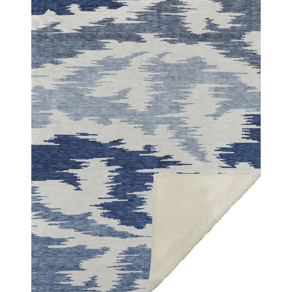 Premium Machine Washable ASB746 Navy 50" x 70" Sherpa Throw Blanket. Picture 1