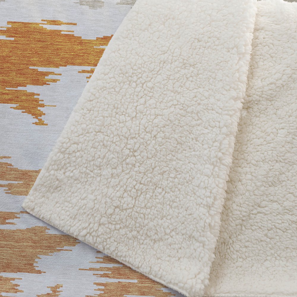 Premium Machine Washable ASB746 Orange 50" x 70" Sherpa Throw Blanket. Picture 2