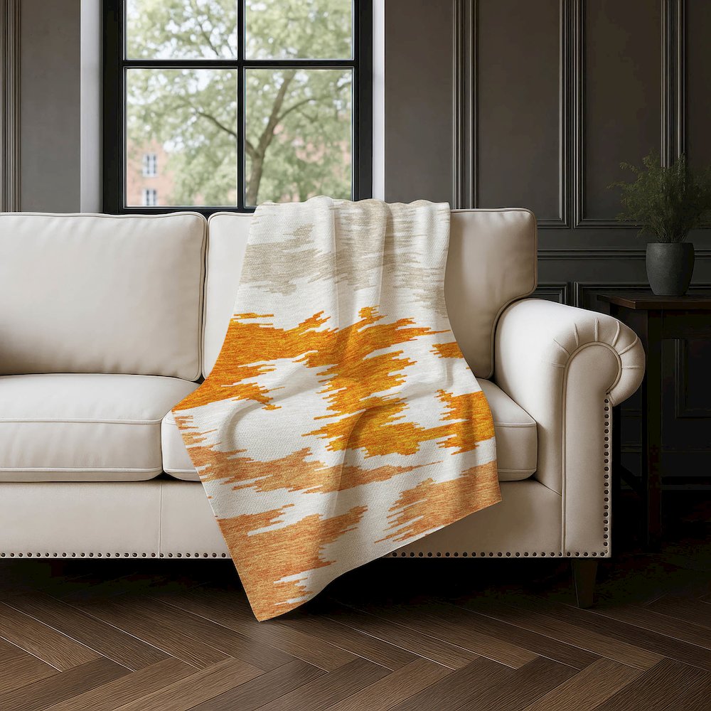 Premium Machine Washable ASB746 Orange 50" x 70" Sherpa Throw Blanket. Picture 4