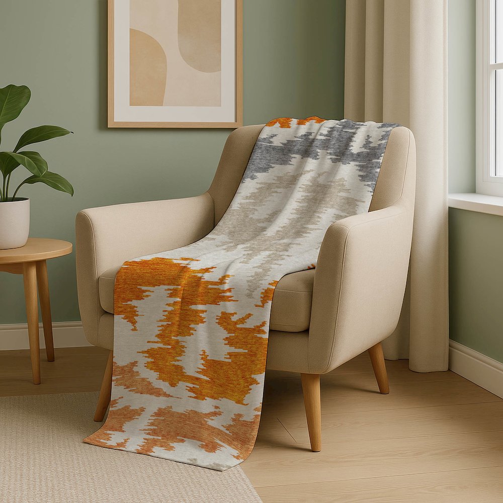 Premium Machine Washable ASB746 Orange 50" x 70" Sherpa Throw Blanket. Picture 5