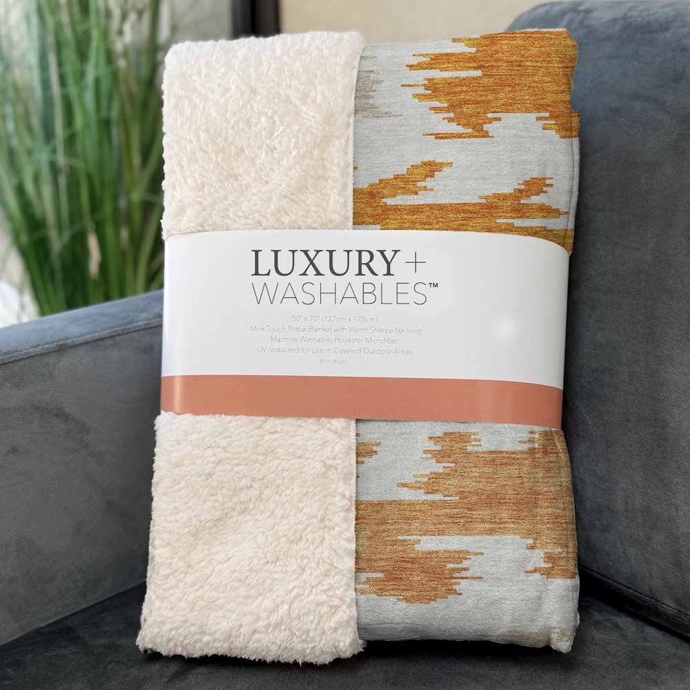 Premium Machine Washable ASB746 Orange 50" x 70" Sherpa Throw Blanket. Picture 3