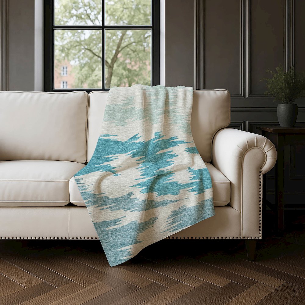 Premium Machine Washable ASB746 Teal 50" x 70" Sherpa Throw Blanket. Picture 4
