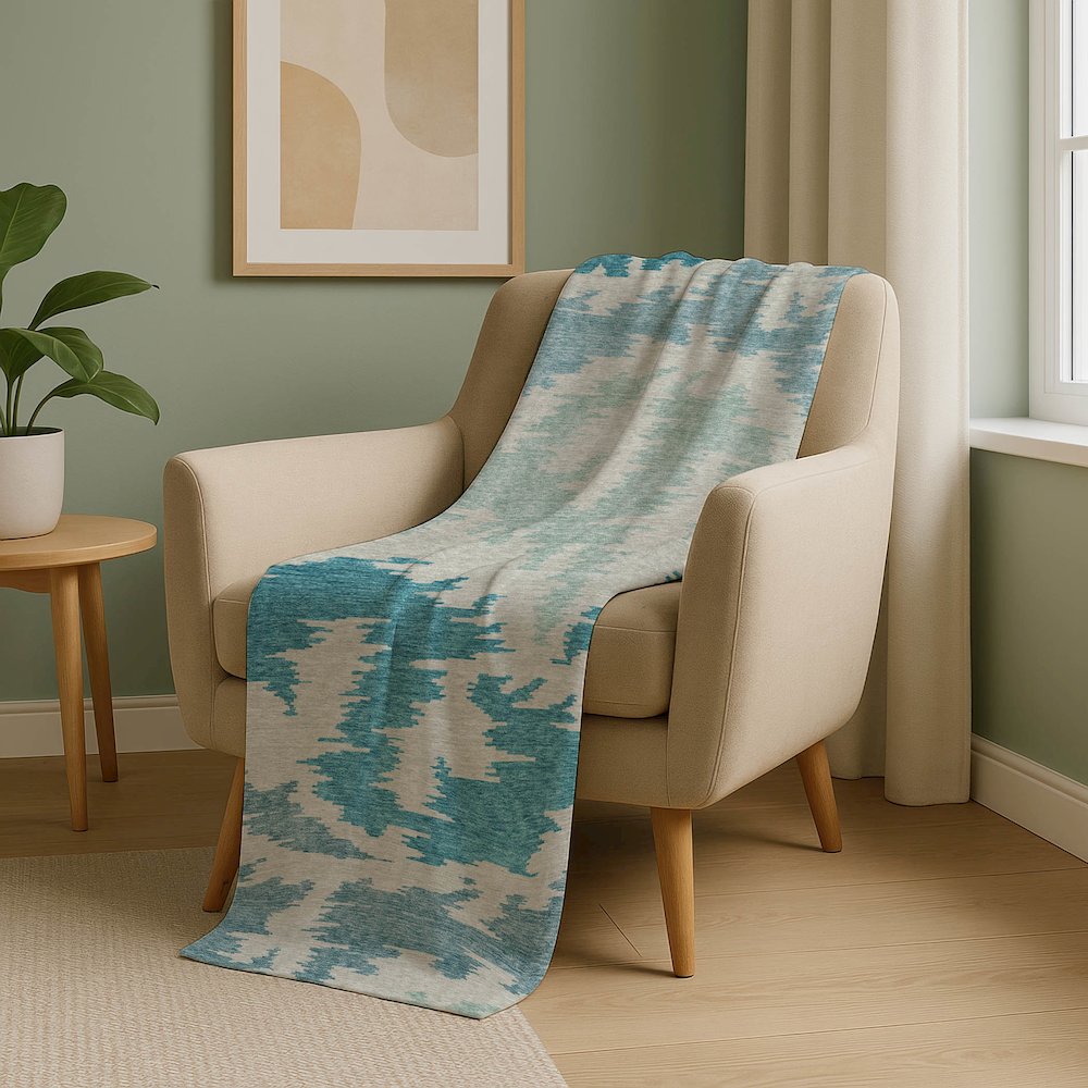 Premium Machine Washable ASB746 Teal 50" x 70" Sherpa Throw Blanket. Picture 5