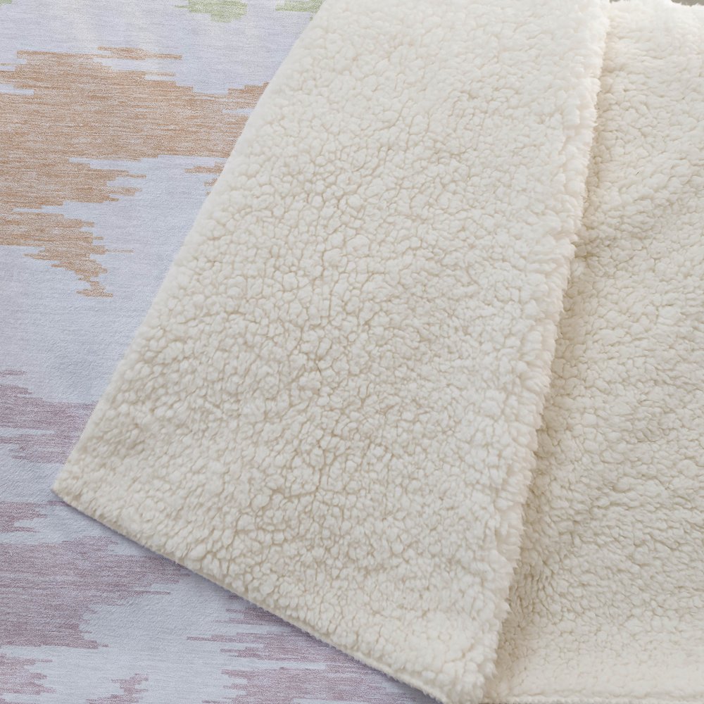 Premium Machine Washable ASB746 White 50" x 70" Sherpa Throw Blanket. Picture 2