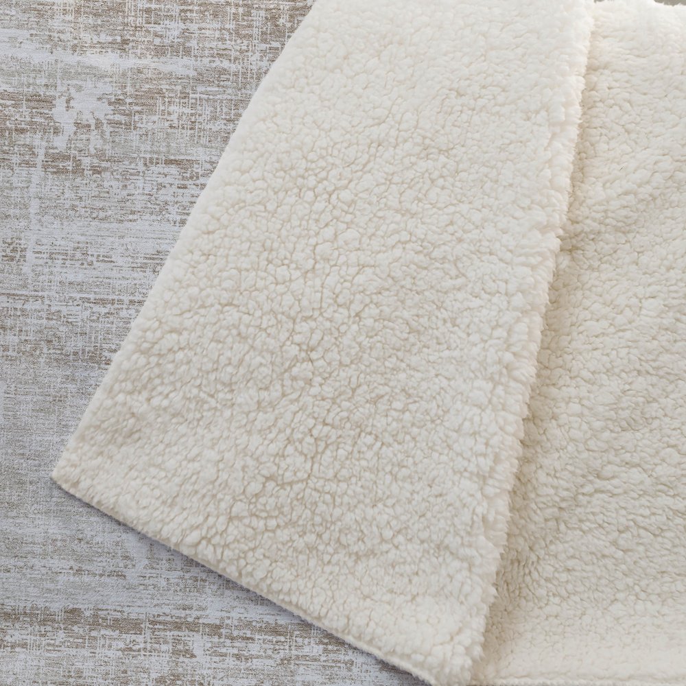 Premium Machine Washable ASB747 Beige 50" x 70" Sherpa Throw Blanket. Picture 2