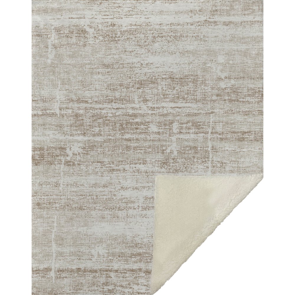 Premium Machine Washable ASB747 Beige 50" x 70" Sherpa Throw Blanket. Picture 1